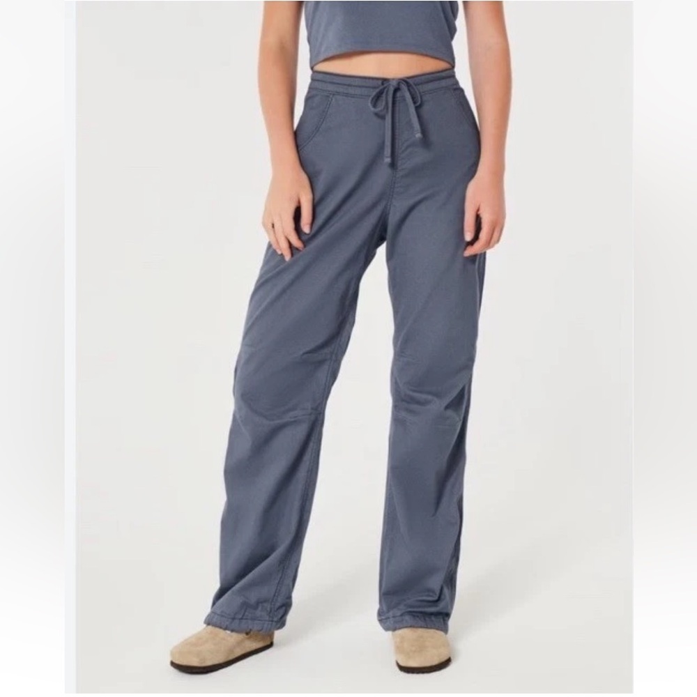 Hollister Adjustable Rise Parachute‎ Baggy Pants Gray Womens Size XXL Long